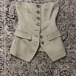 Stylish Houndstooth Button-Up bustier vest